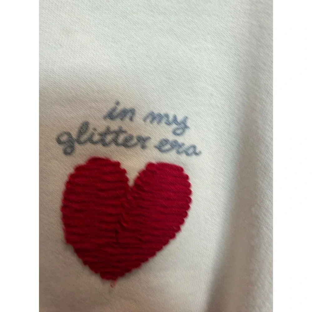 13.Zara Kids Cream Heart Applique In My Glitter Era Sweatshirt 18-24 Months 86cm